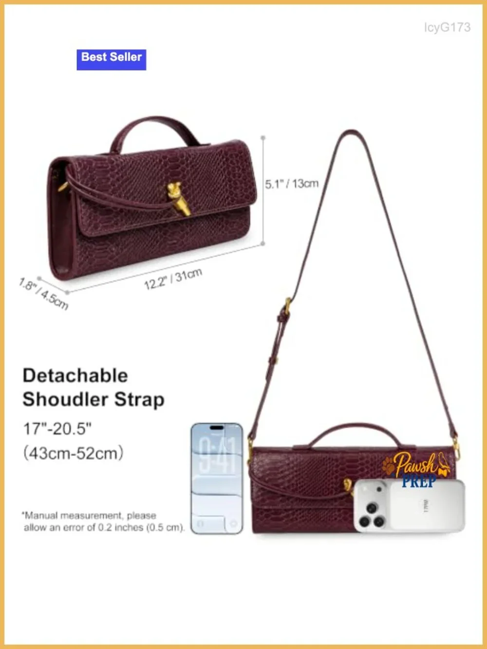 Woven Croc-Embossed Faux Leather Clutch Purse with Detachable Strap